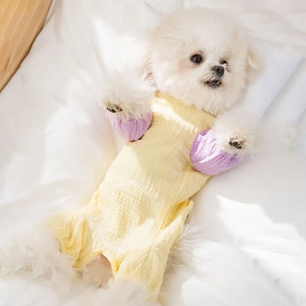 Description Picture 5 of itemDouble-Layer Yarn Pet Four Legs Clothes Soft Breathable Pet Jumpsuits Anti Cold Comfortable Dog Clothes Spring Summer