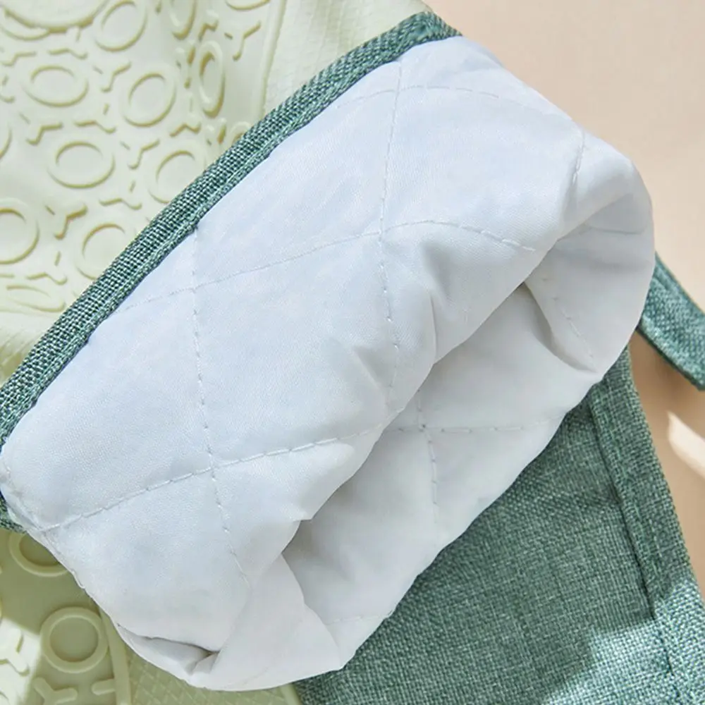 Soft Lining Heat Silicone Oven Mitt Heat Insulation Thickened Cotton Kitchen Mitten Anti-Scalding Household Glove Cooking