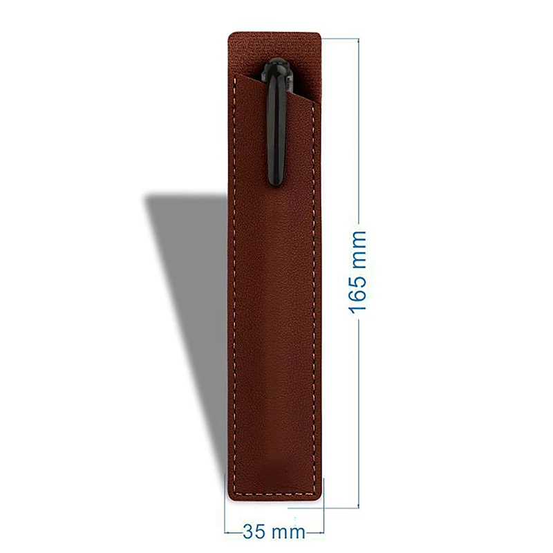 Simple Pen Sleeve PU Leather Mini Small Pen Bag Zipper Pencil Pouch Stationery Fountain Pen Holder Student School Supplies