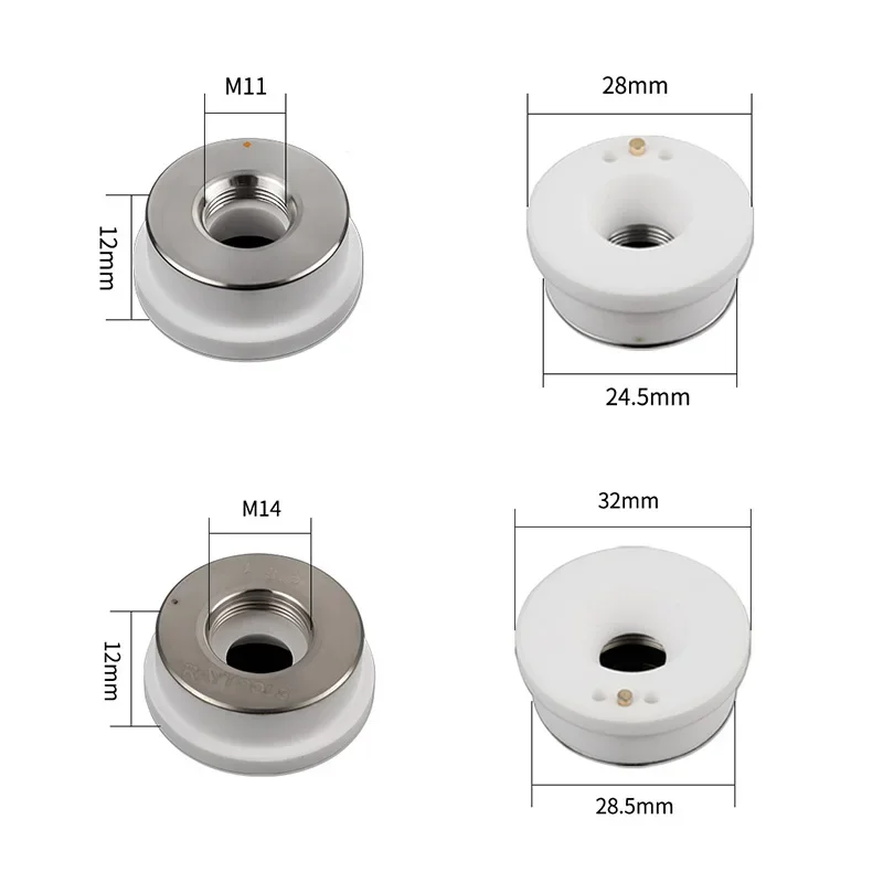 Raytools Ceramic Laser Ring Diameter 28 32mm M11 M14 Ceramic Nozzle Holder Raytools BT240 BT230 BM110 114