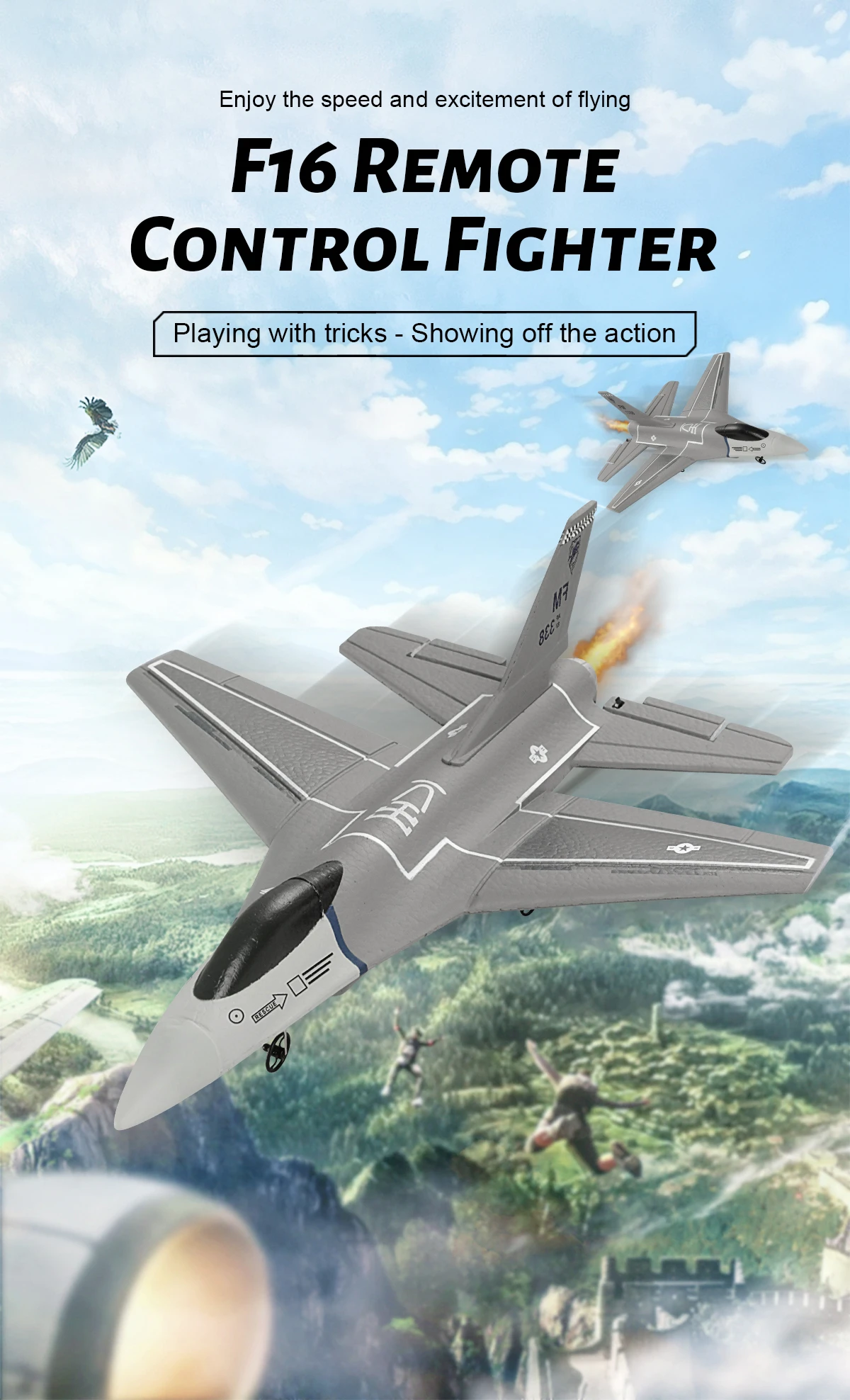 F16 Rc Glider 3ch Airplane With 6-axis Self-stabilization System_voghion.com