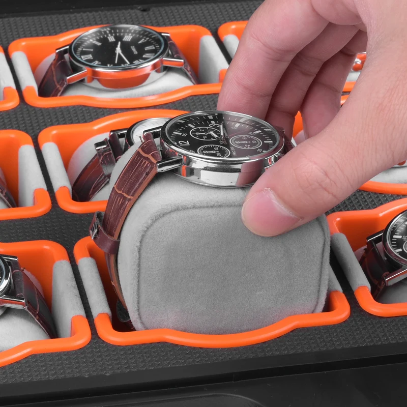 2/8/12 Grids Watch Organizer Box Jewelry Display Storage Case Anti-drop Waterproof Dustproof Watch Suitcase Flannel Watch Pillow 3