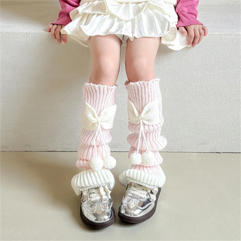 Lolitas Calf Socks Knitted Calf Socks Long Leg Cover Children Crochet Knee High Stockings for Teen Girls Age 1-10 Year