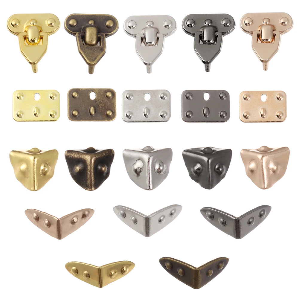 Mini Metal Crafts Doll Suitcase Box Case Corner Protector Luggage Trunk Lock Box Accessories Doll Bags Parts DIY Supplies 4Pcs