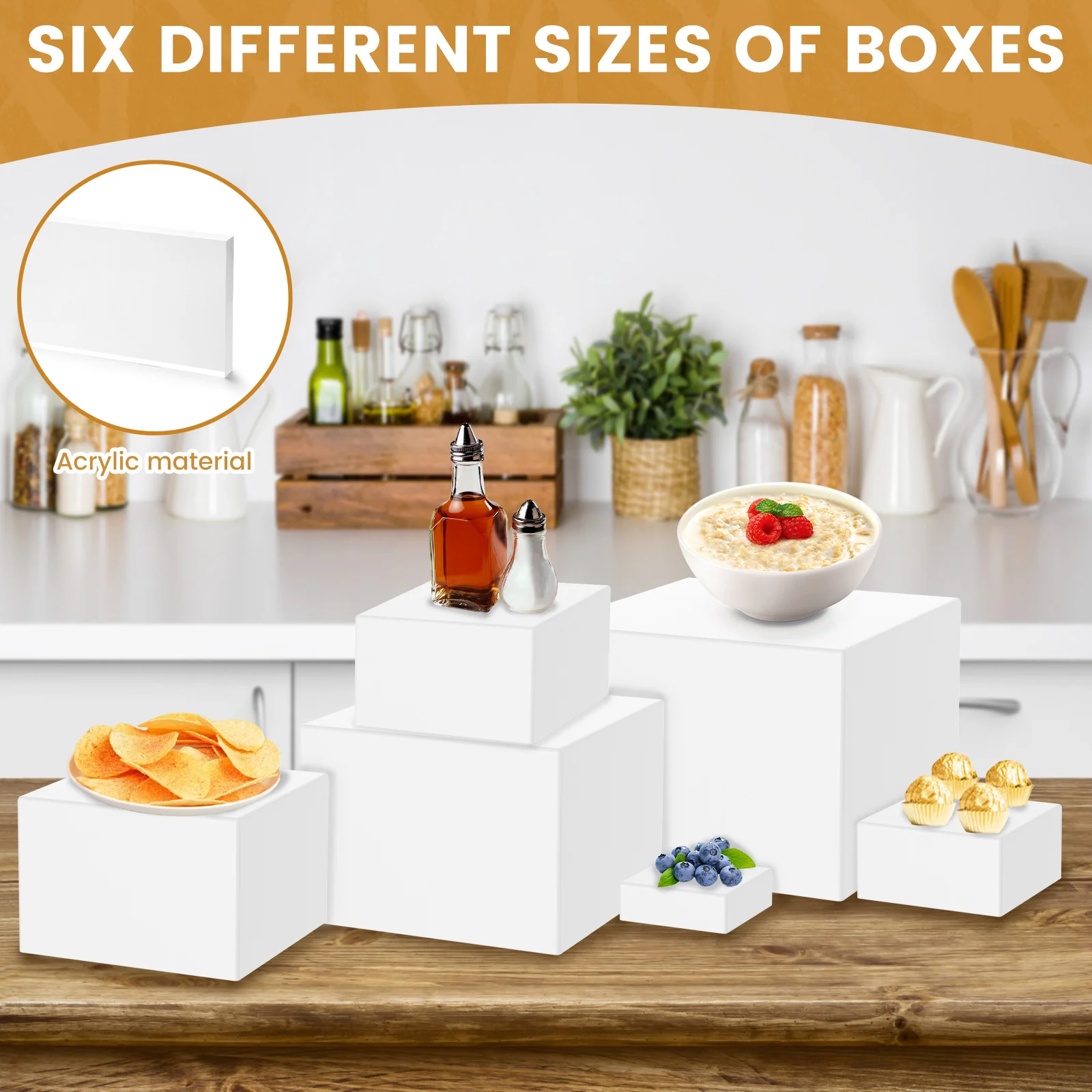 Acrylic Buffet Riser Food Display Stands Stackable