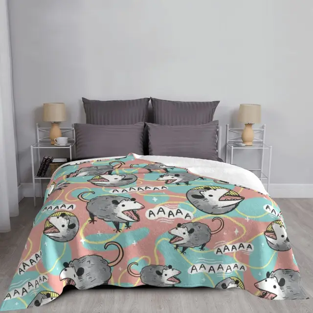 Opossum 만화 격자 무늬 담요 소파 커버
