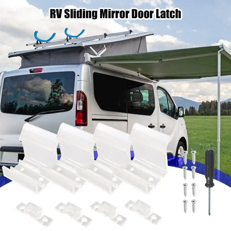 Sliding Mirror Door Latch Mirrored Sliding Closet Catch Door Lock with Screw Safety Interior Hardware Shock Absorption