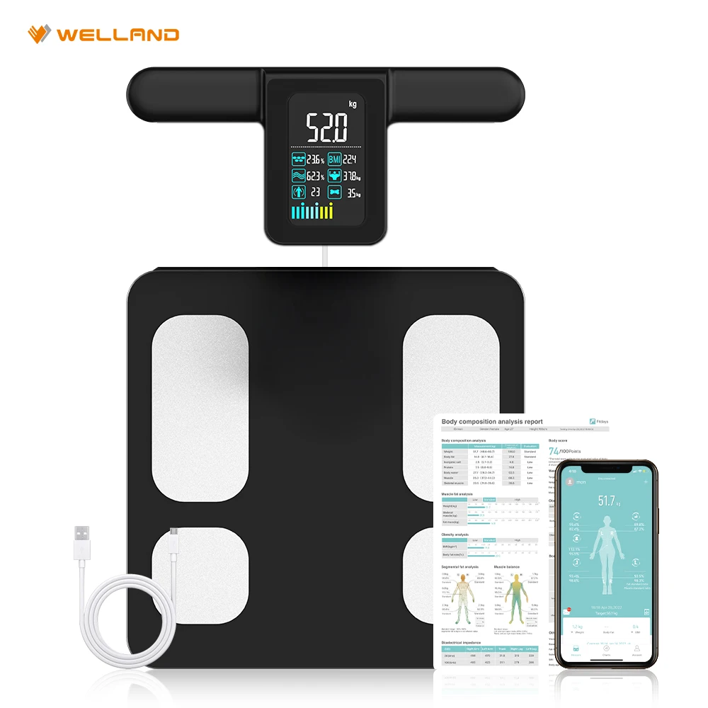 Scale for Body Weight and Fat Percentage, 8 Electrodes High Precision Digital Scale for BMI 20 Body Composition Measurement