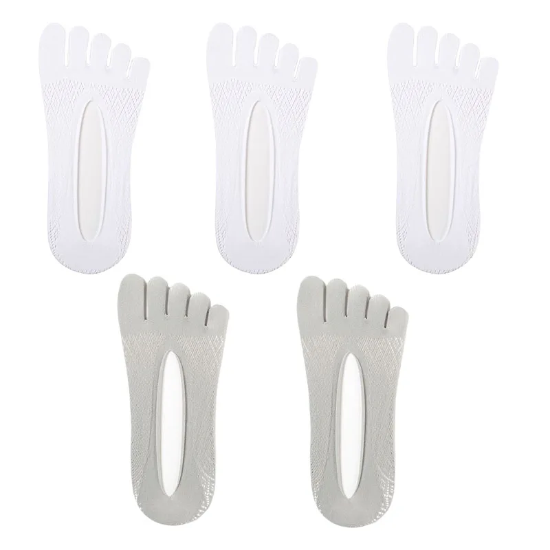 5/3pairs Mens Thin Ice Silk Mesh Socks Invisible Boat Socks Breathable