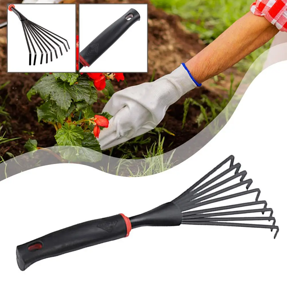 Small Handle Plastic Garden Rake For Outdoor Grass And Flower Beds Efficient Leaf Raking Tool Small Handle Plastic Garden R F3A4