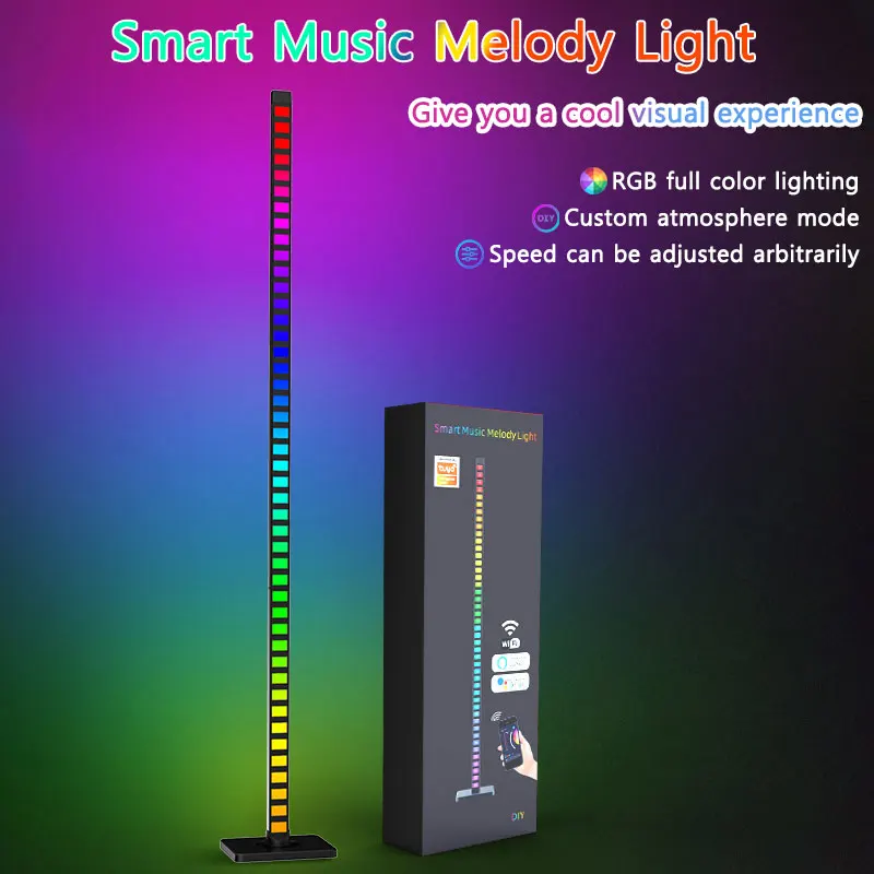 

New RGB ground music rhythm light, remote-controlled phantom voice controlled pickup light, party and holiday decoration atmosph