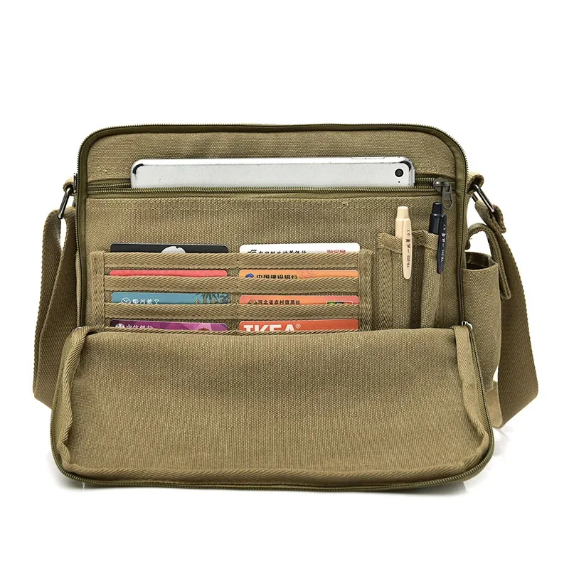 Customizable Fashionable Canvas Men's Bag Multi functional Shoulder Bag Men's Casual Large Capacity Crossbody