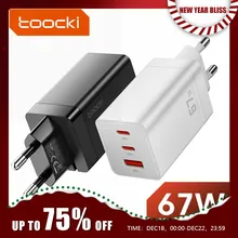 Toocki GaN USB C 타입 고속 충전기, 아이폰 15, 14, 13, 12 프로, 맥북용, 65W, QC4.0, PD 3.0, 45W, 67W