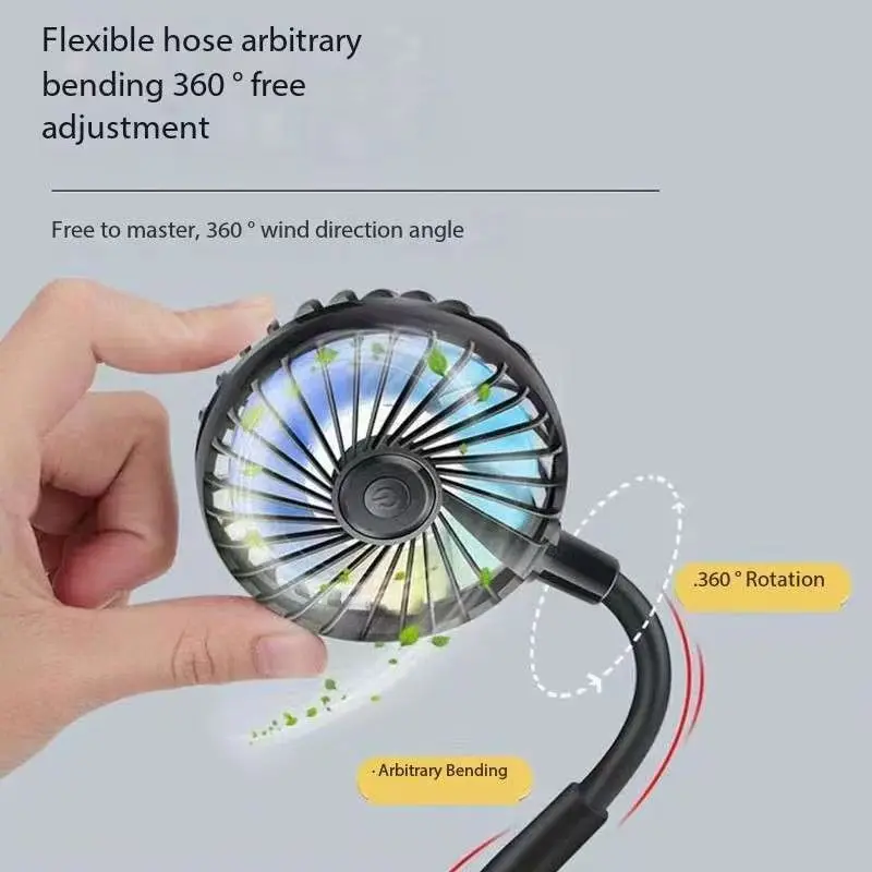 Portable Neck Fan,USB Hands Free Neck Hanging Rechargeable Mini Sports3-Speed Adjustable Neck Dual Fan Home OfficeOutdoor Travel 5