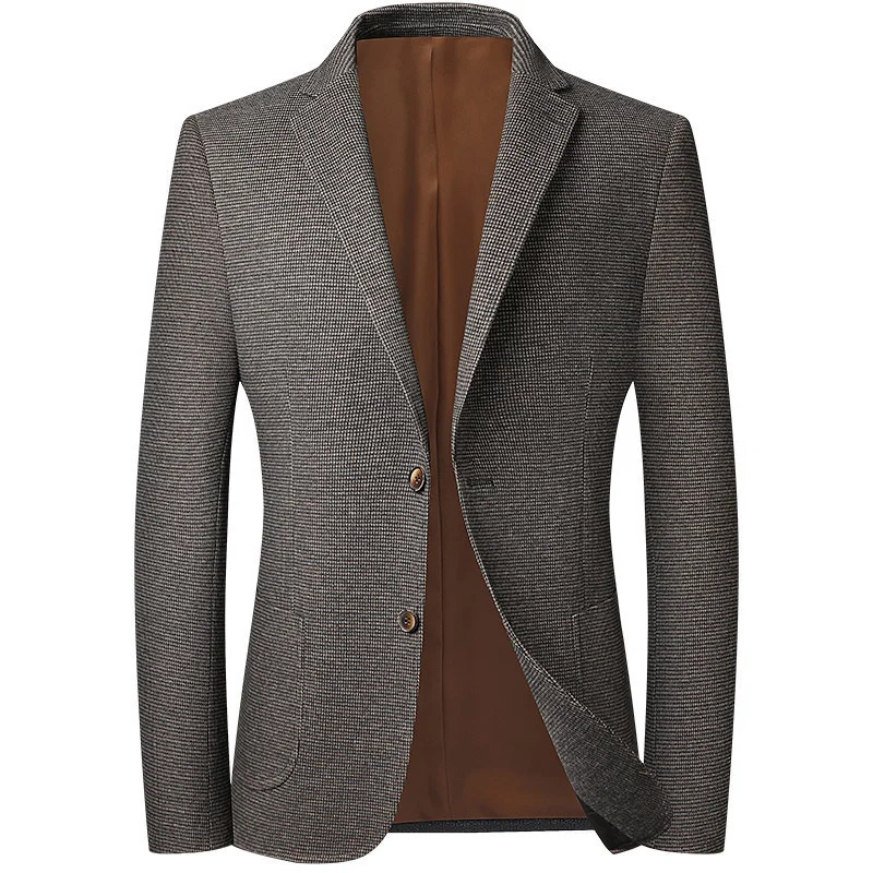 

Spring Autum Men Blazer Jacket Fashion Casual Suit Male Plaid Print Slim Fit Dress Coat 's Business Blazers Costume Homme