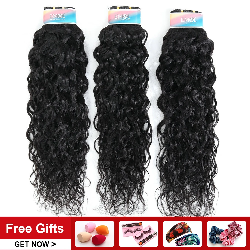 EMOL Malaysian Human Hair Bundles Water Wave 1/3/4 pcs Cheap Human Hair Weave Bundles human Extension 10-28 inch
