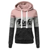 Pink Letter Print Womens Tracksuit Tri Color Splicing Hooded Sweatshirts Fashion Trend Pullover Street Warm Casual Clothing 2