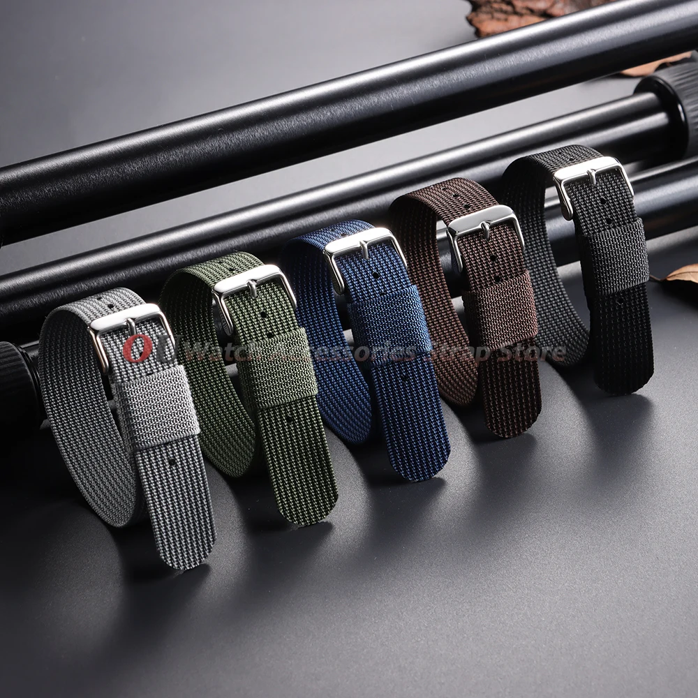 Breathable Braided Nylon Watch Band - Black & Green Army Sports Strap