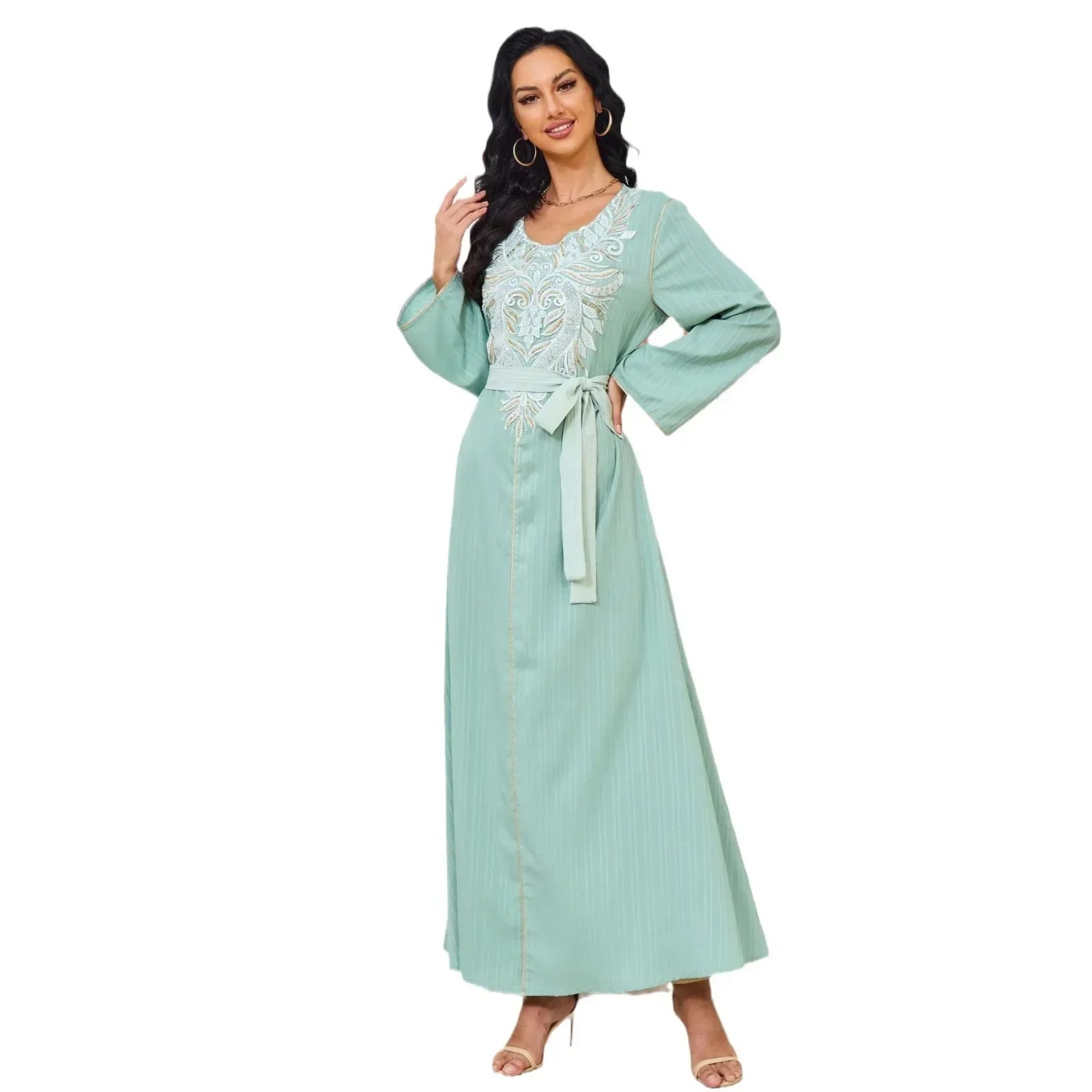Eid Luxury Abaya Kimono Hijab Muslim Dress for Women Summer  Nail bead Up Open Abaya Dubai Party Turkey Islam Kaftan Robe