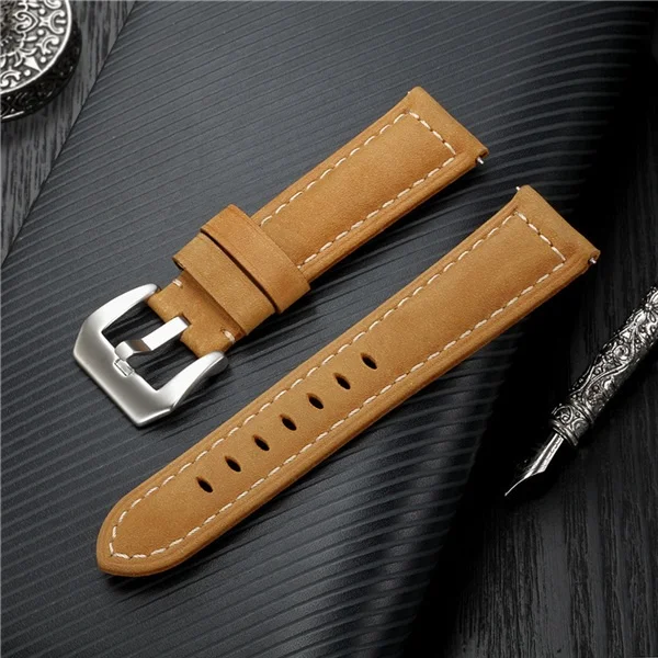 Timeless Frosted Genuine Leather Watch Strap - 20mm/22mm, Classic Fit