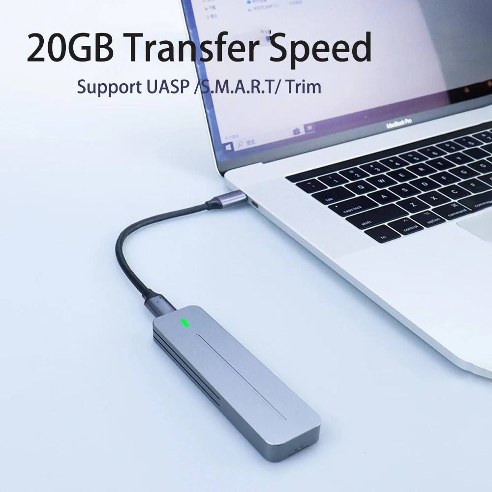 20Gbps 10Gbps M2 SSD 인클로저 NVME SATA 듀얼 프로토콜 M.2 to USB C SSD 어댑터, 8TB NVME PCIE NGFF SATA 디스크 지원