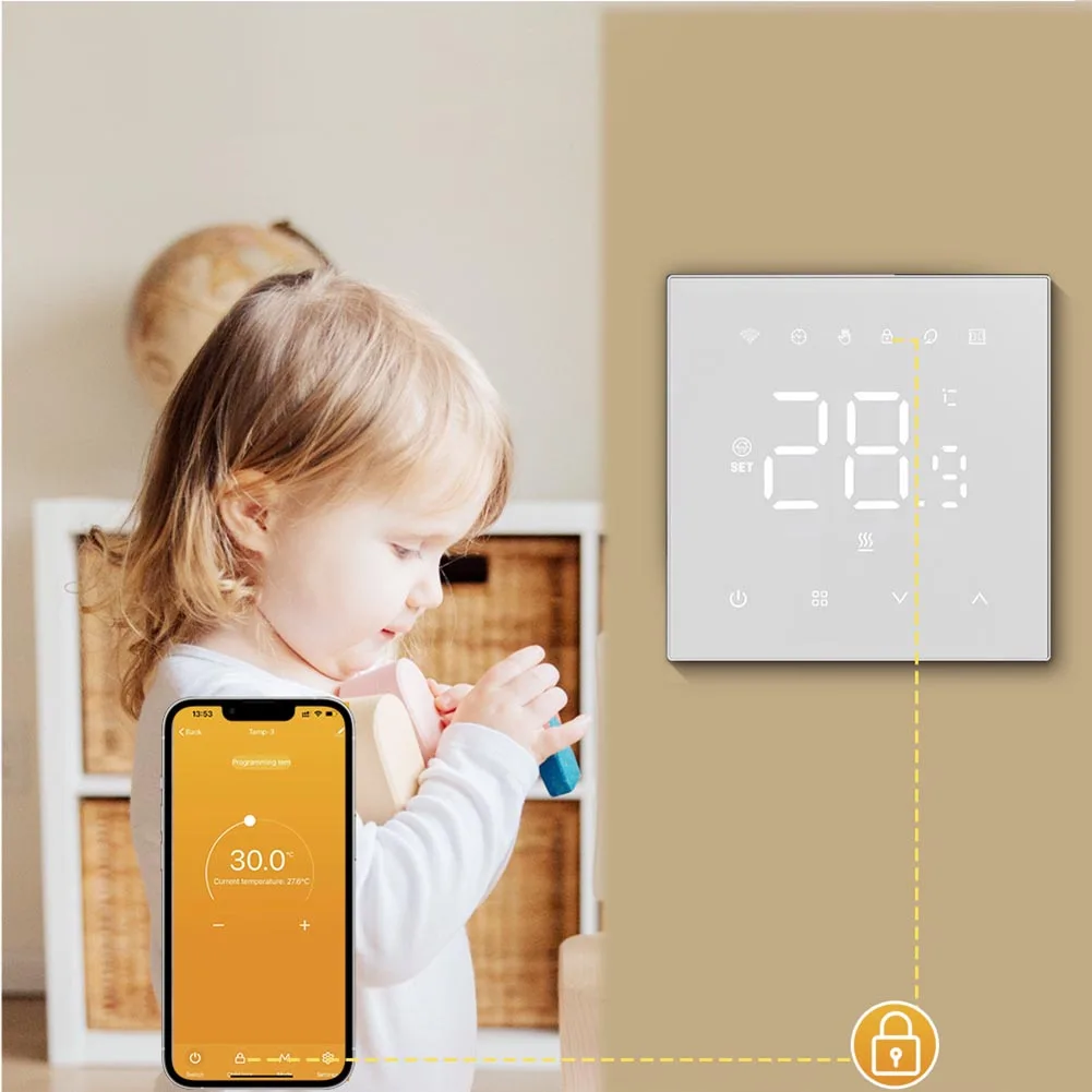 

Anti Frost Wifi Thermostat 3A Water Heating App Voice Control Adjustable Backlight Brightness Family Share Function