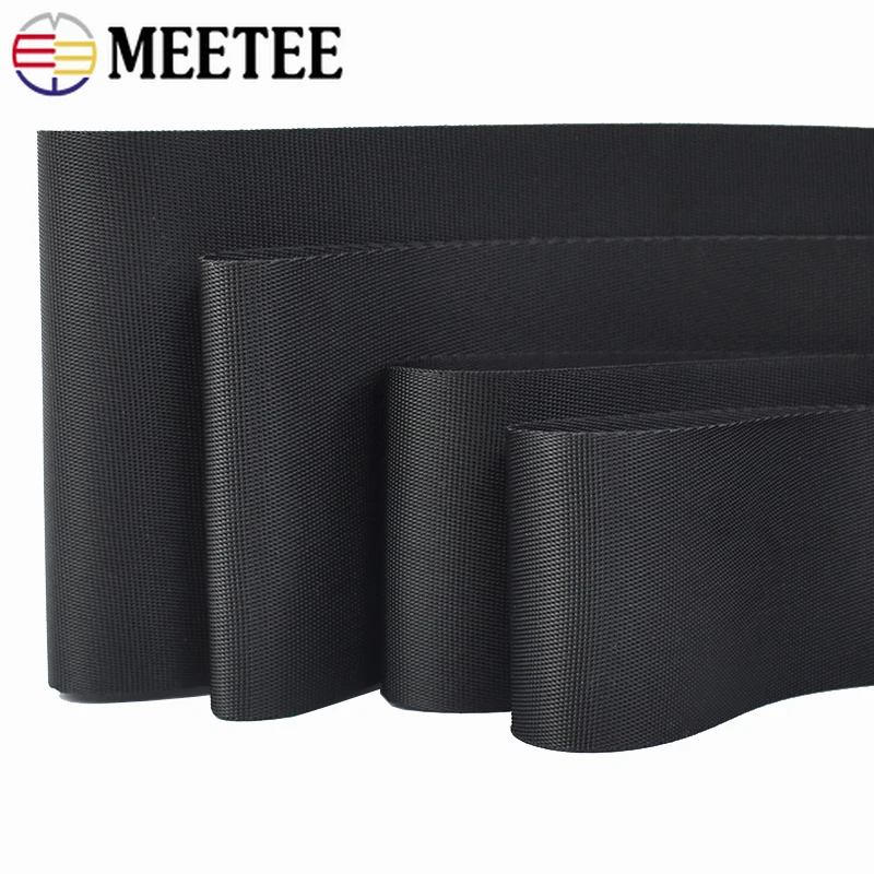 Meetee 블랙 나일론 웨빙 테이프 가방 스트랩 배낭 밴드, 안전 벨트 리본, 애완 동물 목걸이, DIY 바느질 액세서리, 8M, 10-50mm
