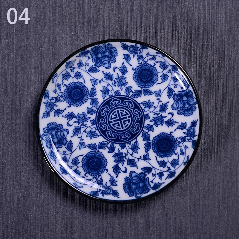 Description Picture 6 of item1PC Blue and White Ceramic Tea Cup Mat Porcelain Teacup Pad Chinese Style Coaster Insulating Mat Tray