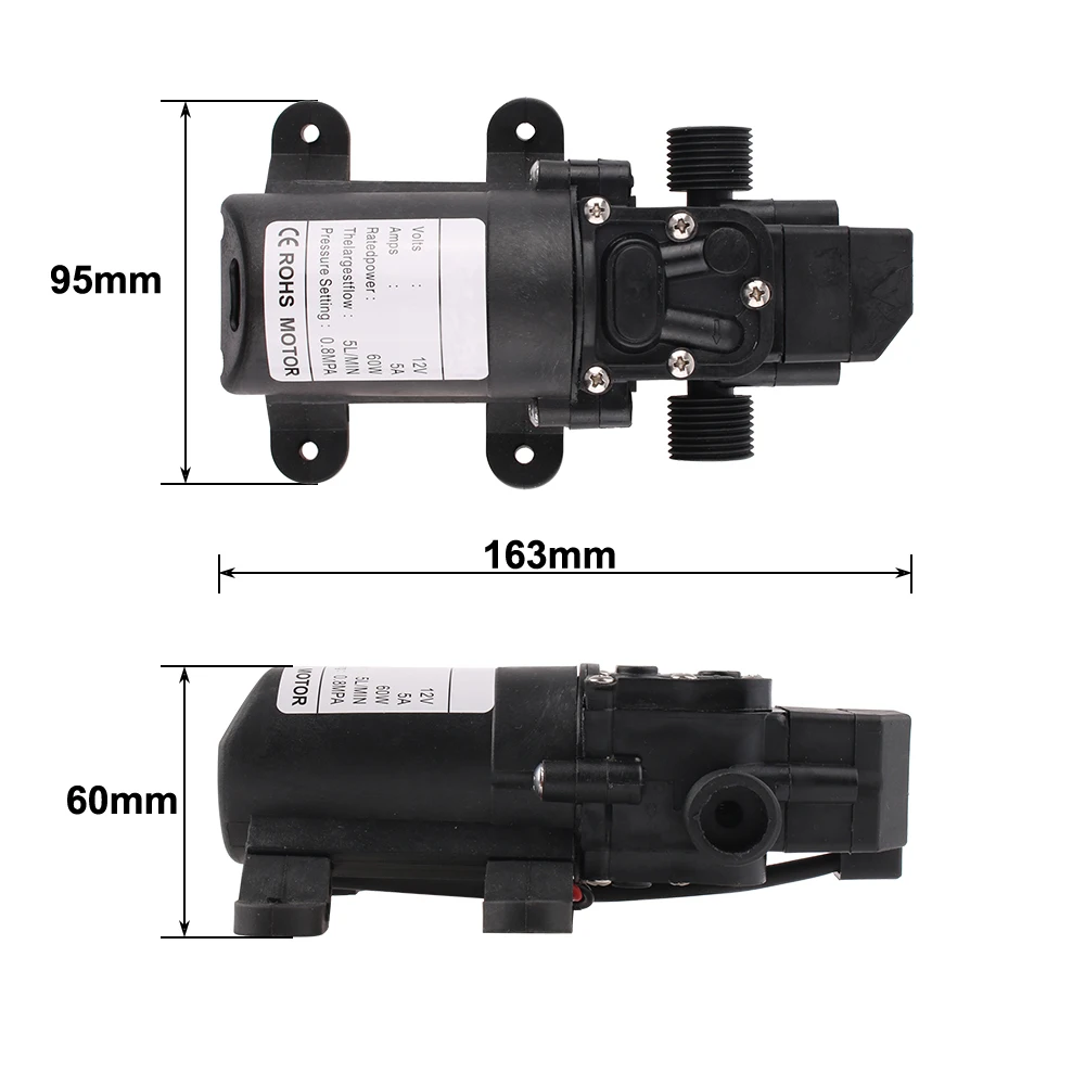 Pompe à eau électrique agricole, 12V DC, 60W, 5L/min, micro pompe