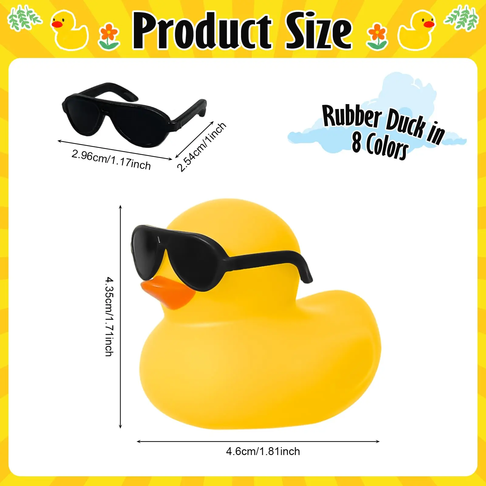 1-100pc Mini Orange Rubber Ducks Set in Bulk with Sunglasses Float Squeak Tiny  Rubber Duck Toy for Kids Party Birthday Supplies 2
