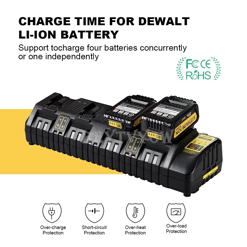 For Dewalt Battery Charger 12V/20V Max Li-ion Batteries 4-Port Battery Charger R