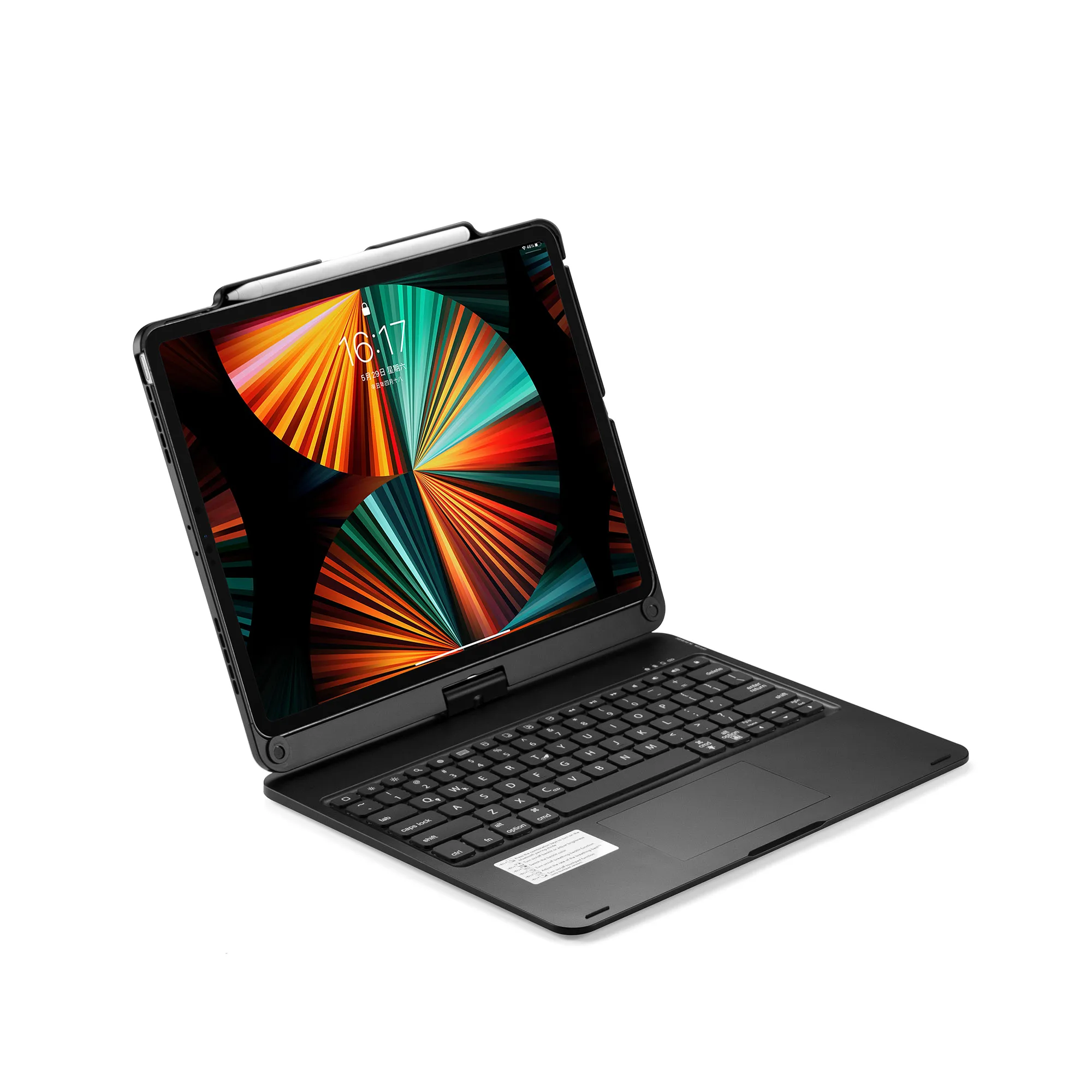 Touchpad BT Wireless Keyboard Case 360 Degree Rotate 7 Colors Backlight For iPad Pro 12.9