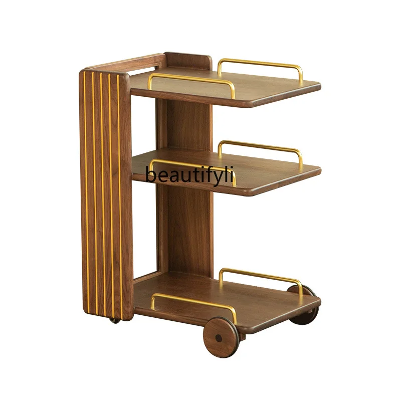

Removable Coffee Table Modern Sofa Side Cabinet Living Room Multi-Functional Balcony Tea Cabinet Solid Wood Trolley Tea Table