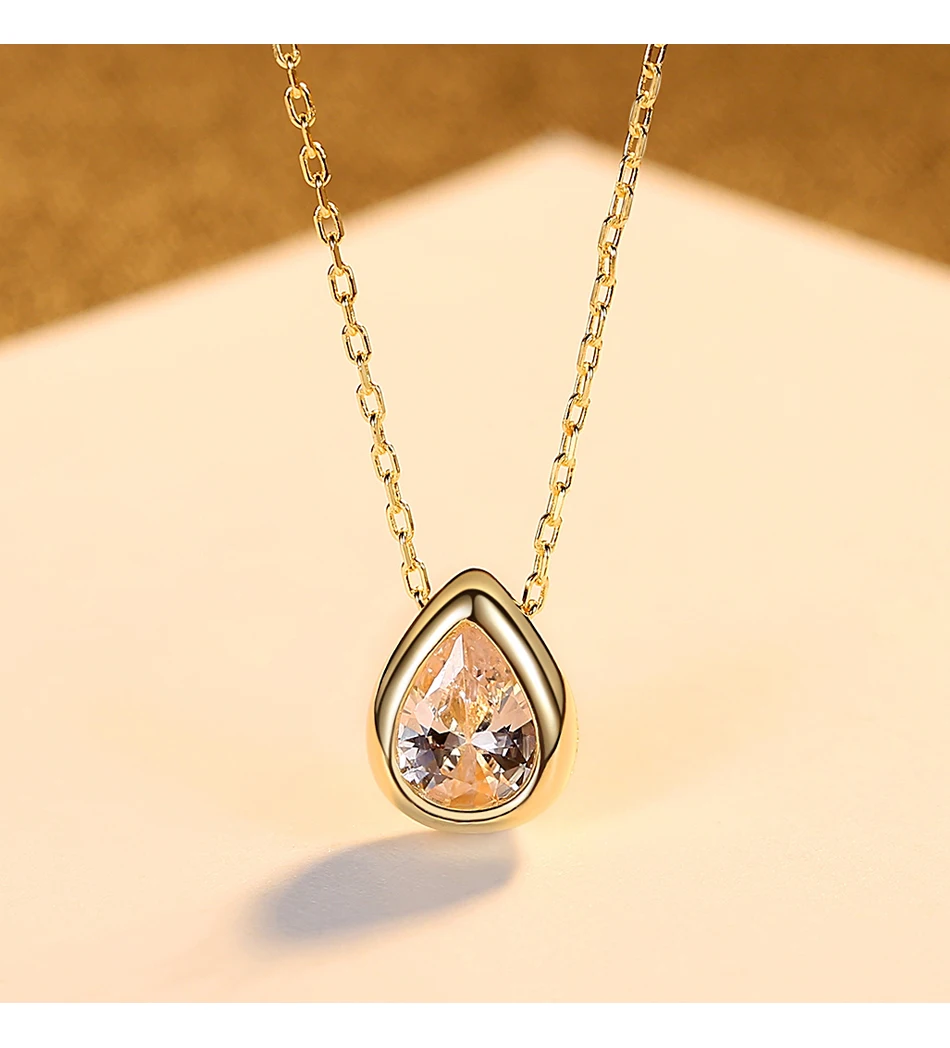 Ciondoli goccia d'acqua in argento sterling Collana a catena con castone con castone elegante da donna con temperamento cubico_voghion.com