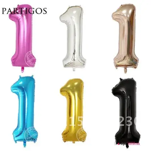 

40-дюймовые цифры-шары, первый большой фотоэлемент, золотые, серебряные, розовые цифры-шары, украшение для дня рождения, свадьбы