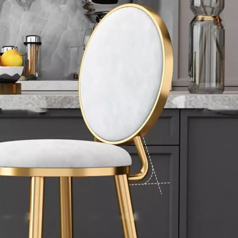 High Quality Bar Stool Minimalistic Round Velvet Comfortable Modern Nordic Chair Designer Metal Taburete Alto Decorative