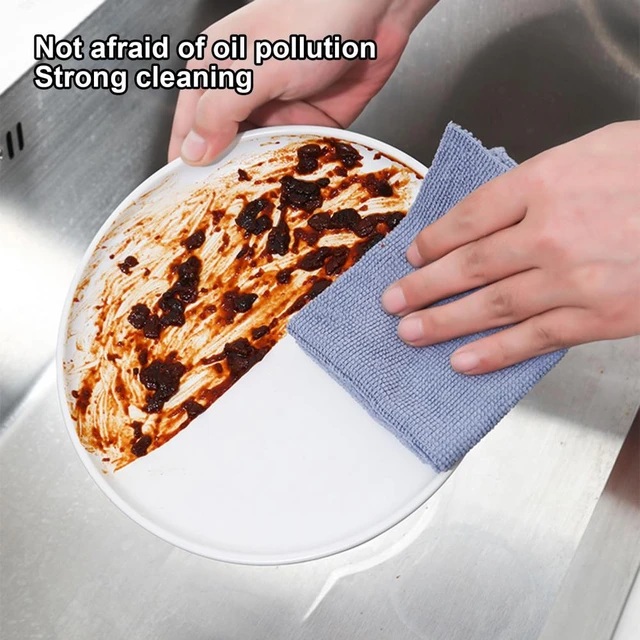 20pcs Kitchen Towel Absorbent Microfiber Dish Cloth Thick Double-side  Cleaning Towel Wipe Table Washing Cloth 