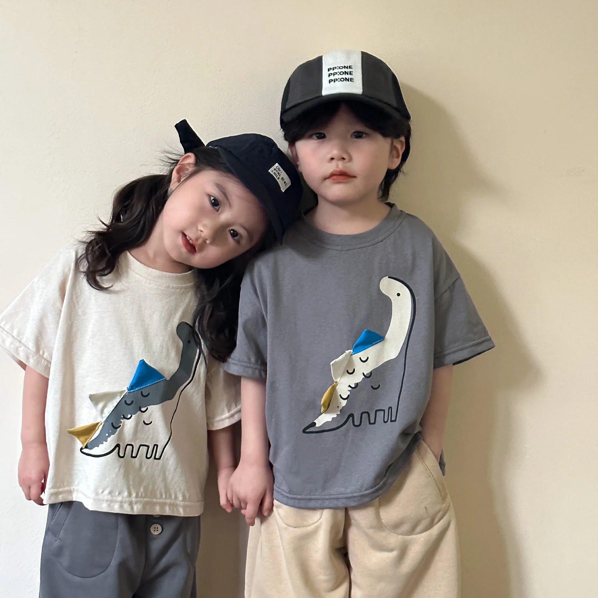 Cotton Kids T Shirts Summer Boys Girls Dinosaur Tees