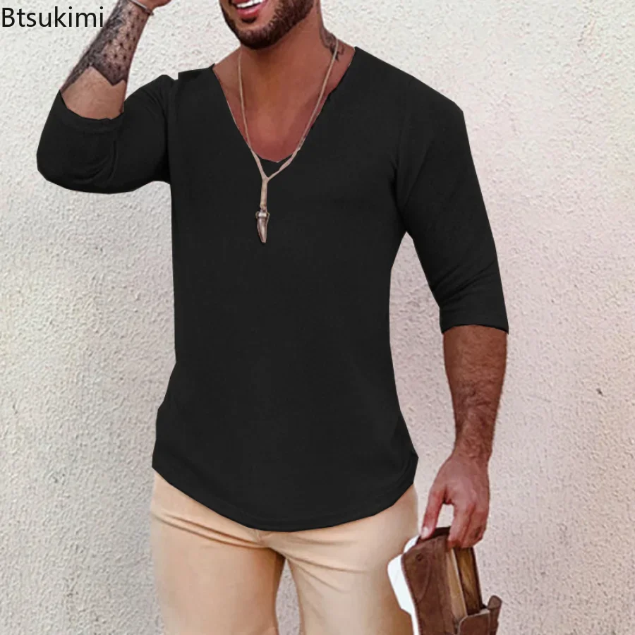 2024 Men's Casual Long Sleeve Kniited Sweaters Thin Style Mens Spring Autumn Clothing Solid V Neck Knitting Pullover Knit Tops korean fashion letter printed cardigans women preppy style v neck thin loose sweaters couple clothing spring autumn casual tops