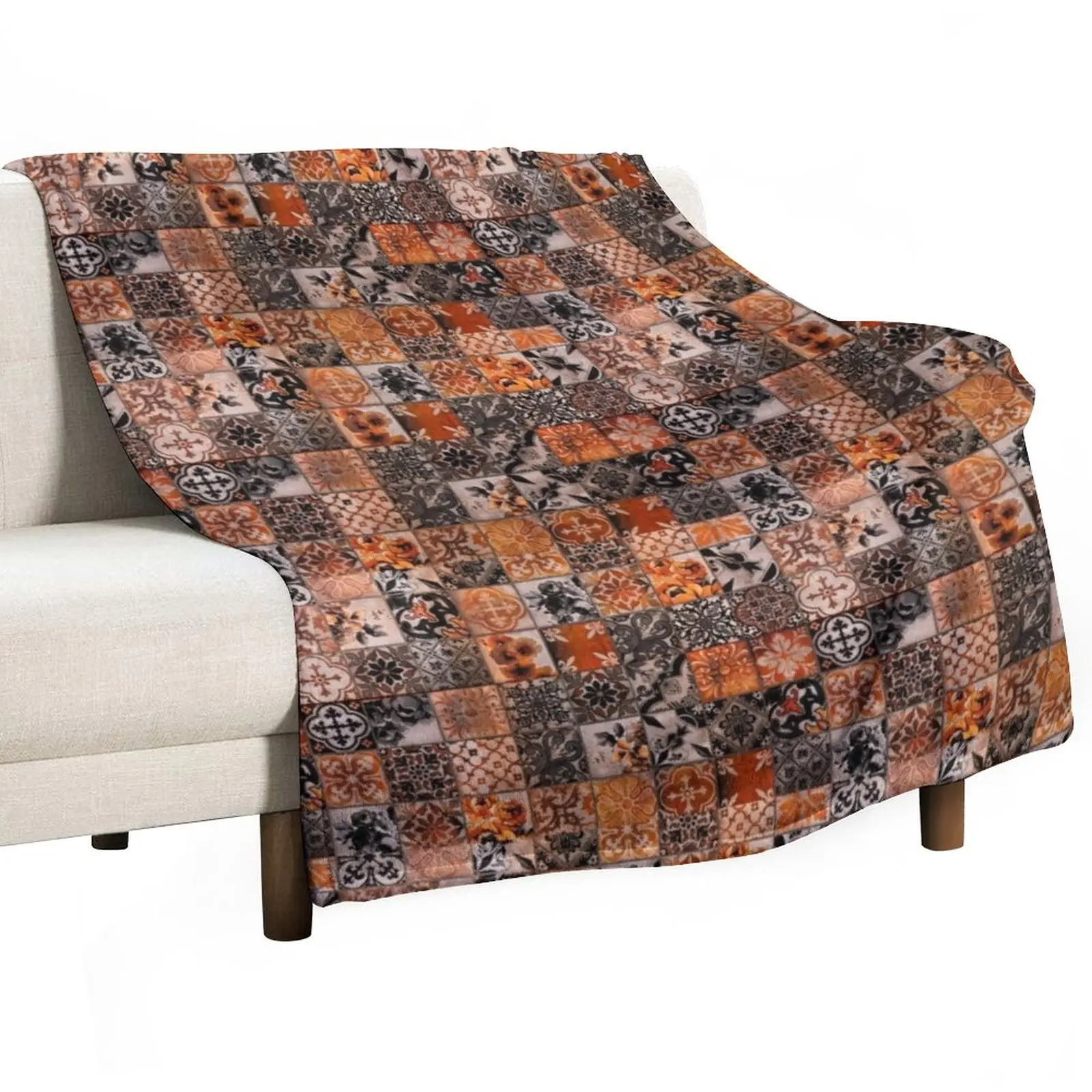 

Orange Ornate Throw Blanket Hairy warm for winter Blankets