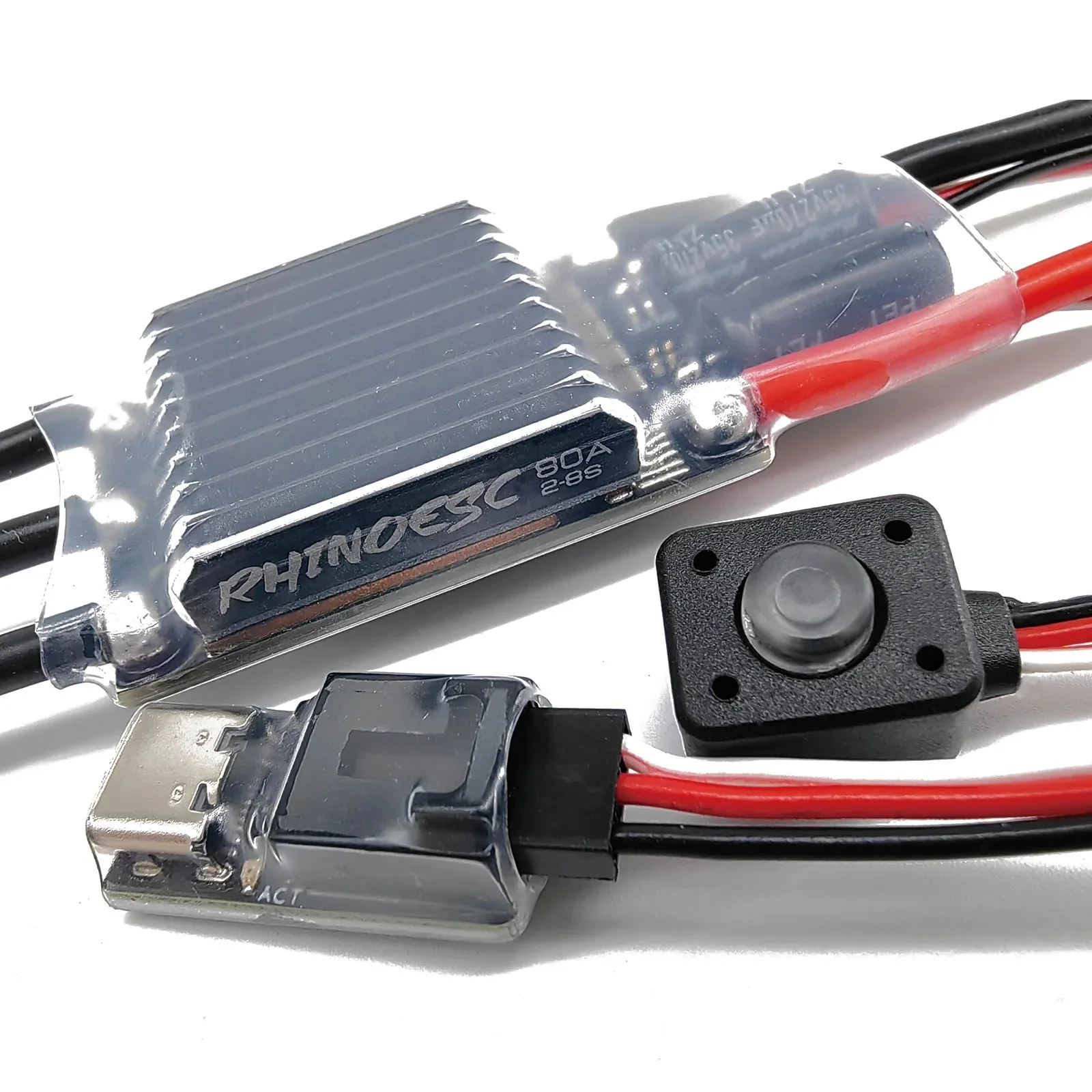RhinoESC AM32 ESC 40A/80A pour Crawler RC - Contrôleur de Vitesse Électronique avec câbles de batterie et moteur