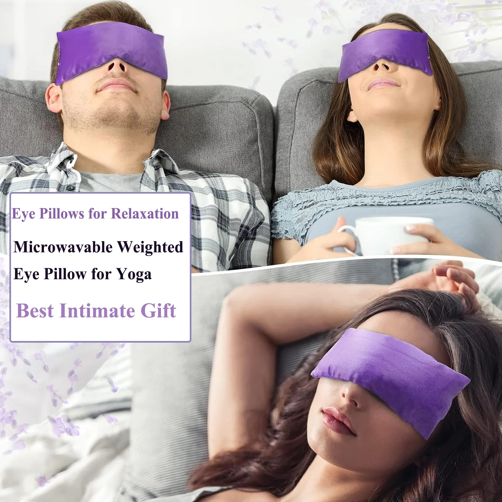 Lavender Eye Pillows for Relaxation Yoga Eye Pillow for Meditation Microwavable Moist Heat & Cold Eye Compress with Aromatherapy