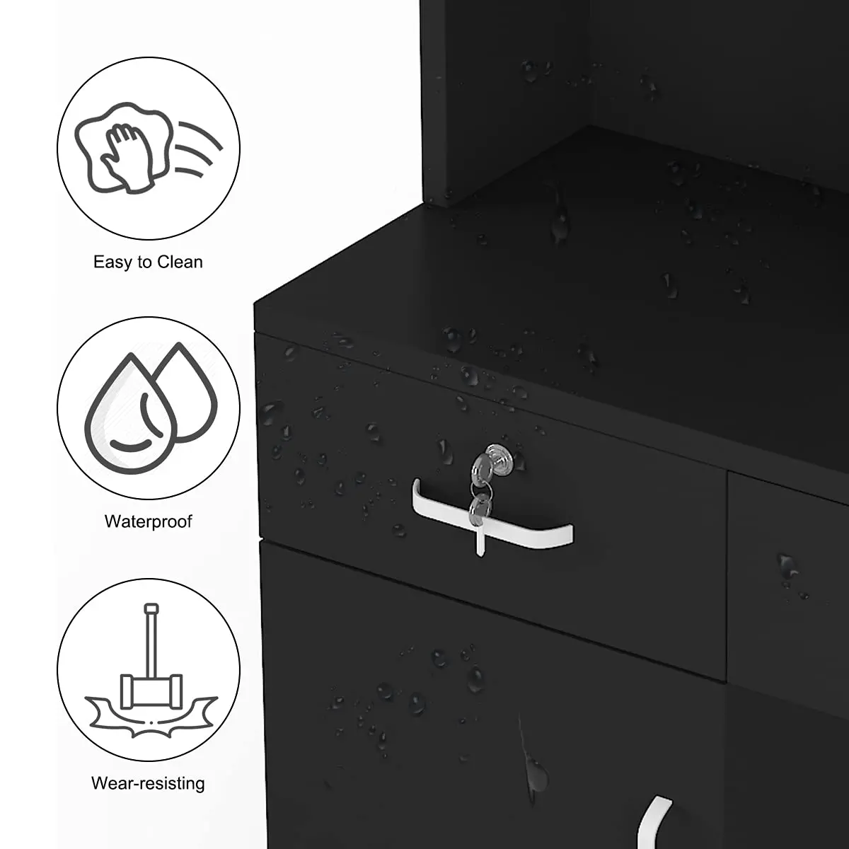 Barber Salon Station Wall Mount Hair Styling Salon Equipment Set Beauty Spa Furniture Set, Lockable Left Shelf, Mirror not 4