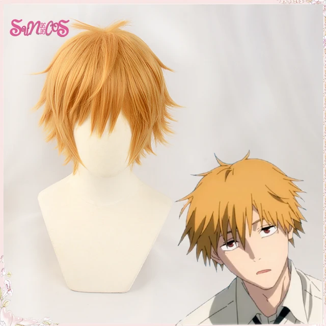 Chainsaw Man Denji Cosplay Costume Wig Mens Anime Halloween Golden Short  Hair