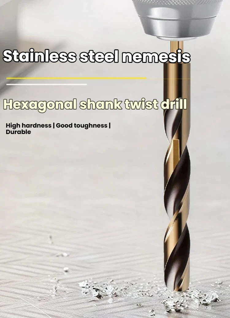 Sechskantschaft-M35-Kobalt-Spiralbohrer für Edelstahl, Metall, Eisenplatten, Bohrer mit hoher Härte – Detail 5