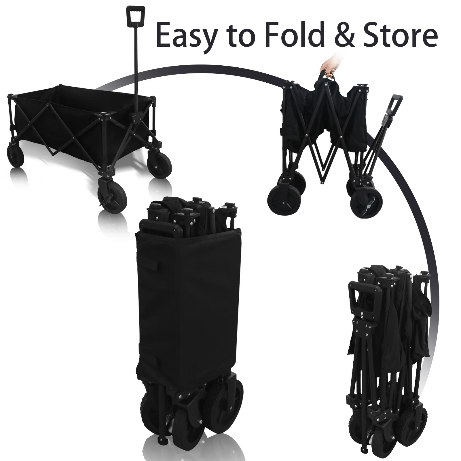 Folding Trolley Outdoor Portable Cart Large Capacity Multifunction Carrier Handcart Camping Wagon Beach Picnic Wheeled Cart