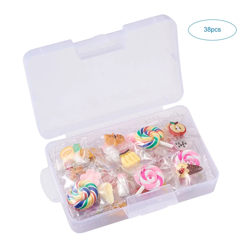 38pcs/set Cute Resin Candy Charms Pendants Food Fruit Flower Heart Pendants for DIY Bracelets Necklace Earrings Jewelry Making