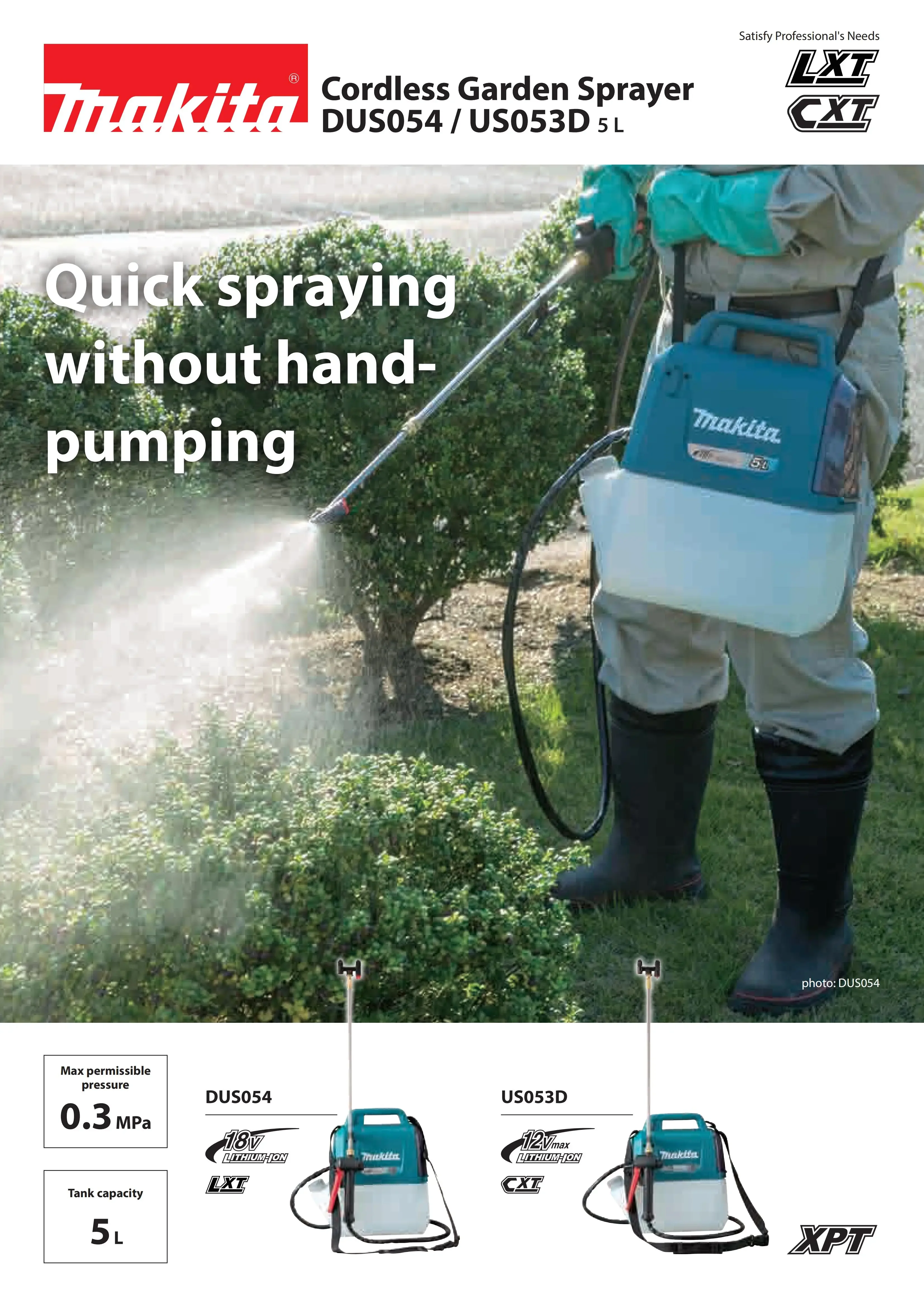 Makita DUS054Z 18V LXT Cordless 5L Sprayer Lithium Garden Power