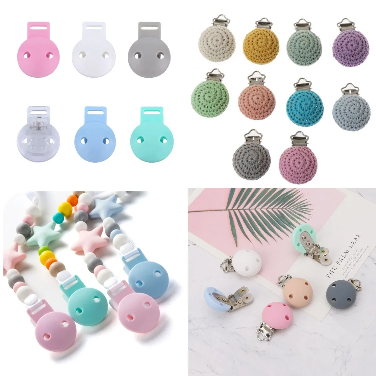 

1pcs Crochet Pacifier Clips Holder Handmade Silicone Pacifier Chains Accessories For DIY Baby Teethers Chain DIY Accessories