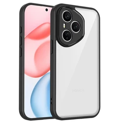 Enhanced Transparent Silicone Shockproof Phone Case Cover with PC Back and TPU Bumper for HONOR 400 Lite (Black)